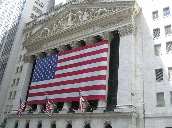 A view of the New York Stock Exchange from Wall Street. (Wikimedia Commons)