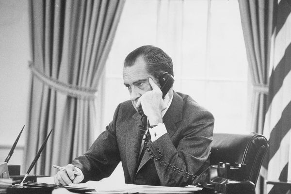 Richard Nixon in the Oval Office. (National Archives)