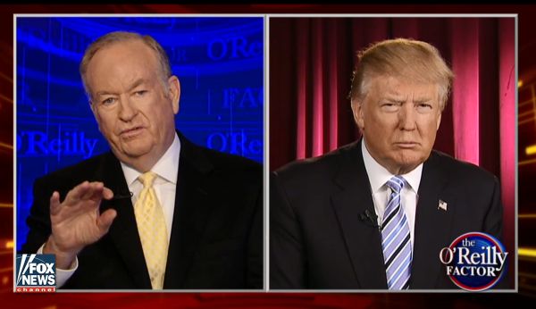 Donald Trump was intereviewed by Fox News host Bill O'Reilly on May 23, 2016.