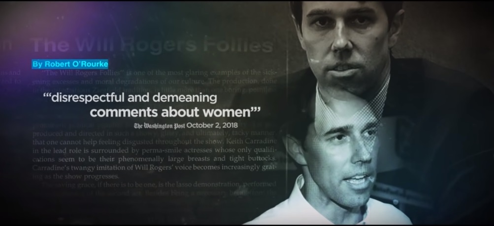 Pictured is a frame from a Club for Growth ad attacking Democrat Beto O'Rourke.