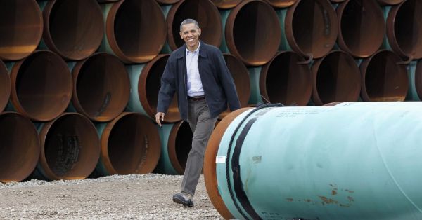 In 2012, President Barack Obama toured the TransCanada Stillwater Pipe Yard in Cushing, Okla. (AP file)