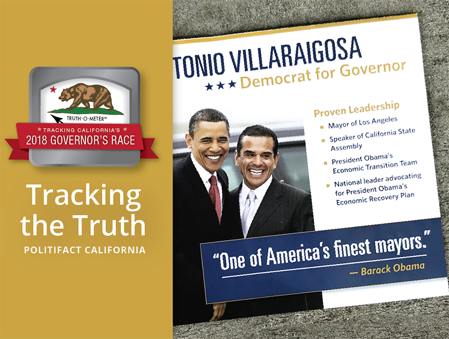 Former President Obama is prominently featured in a campaign mailer for California gubernatorial candidate Antonio Villaraigosa. But he hasn't endorsed anyone in the race.