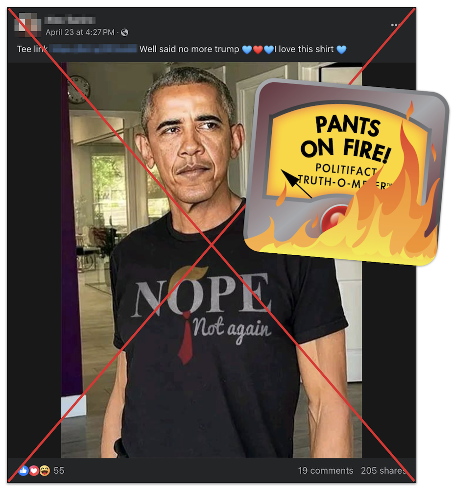 Fact Check: No, this photo doesn’t show Barack Obama wearing an anti-Trump T-shirt