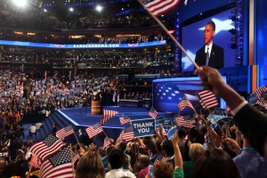 President Barack Obama addresses the Democratic National Convention. (Tampa Bay Times photo by Kathleen Flynn)