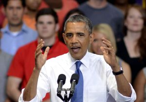 President Barack Obama speaks at an Amazon distribution center in Chattanooga, Tenn., on July 30, 2013.
