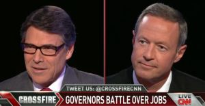 Govs. Rick Perry of Texas and Martin O'Malley of Maryland faced off over job-creation policy on CNN's "Crossfire."