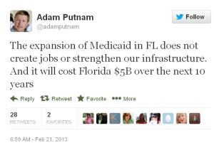 Adam Putnam is against expanding Medicaid in Florida.