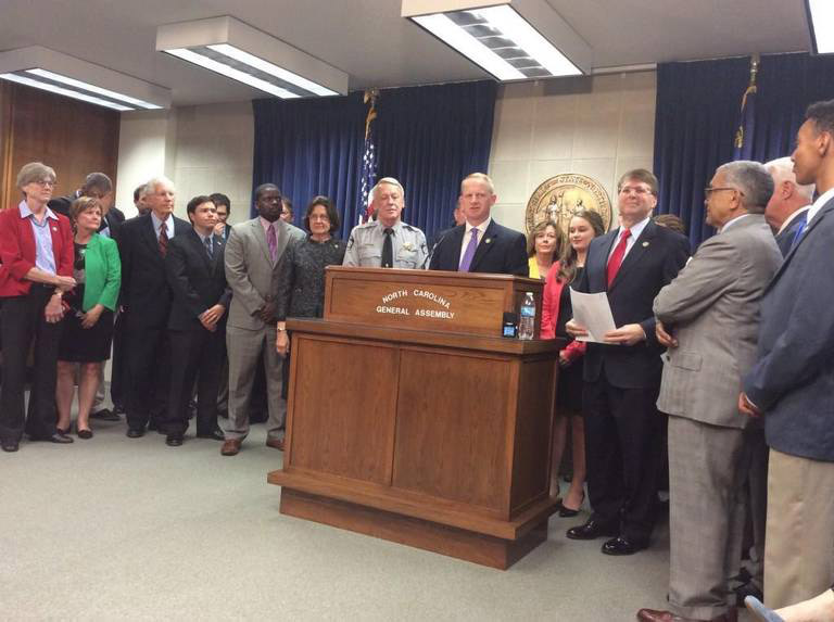 Supporters of a Raise the Age bill in North Carolina held a press conference Monday, May 1, 2017