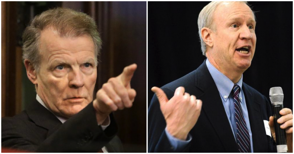 Side-by-side of Gov. Bruce Rauner and House Speaker Michael Madigan