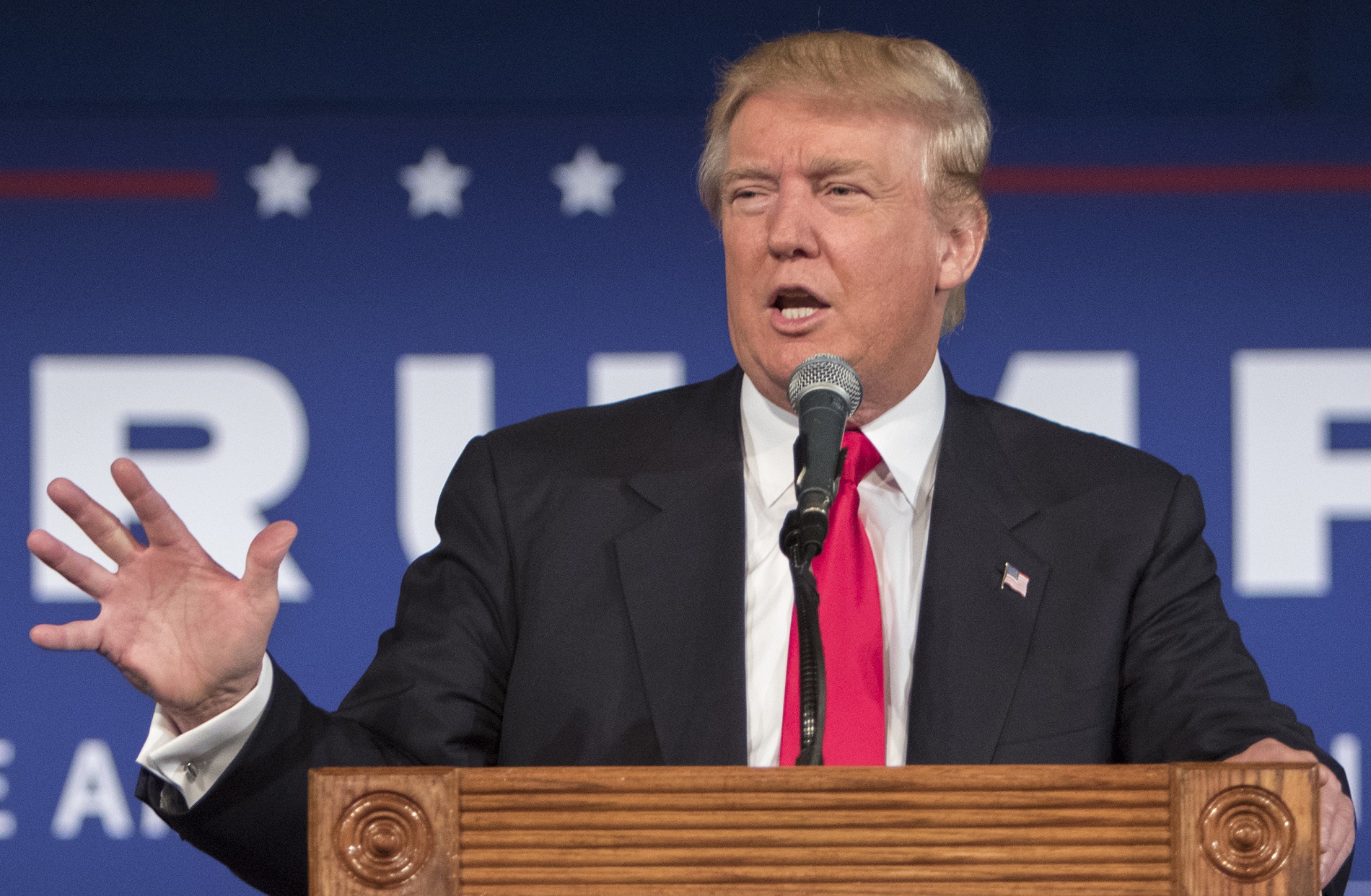 Developer Donald Trump, seen here speaking last month in South Carolina, is among 10 presidential candidates coming to Atlanta this weekend for the RedState Gathering. Photo by the Associated Press