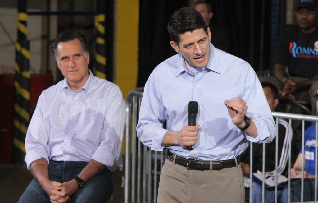 Republican presidential candidate Mitt Romney is joined by U.S. Rep. Paul Ryan at a campaign appearance in Wisconsin.