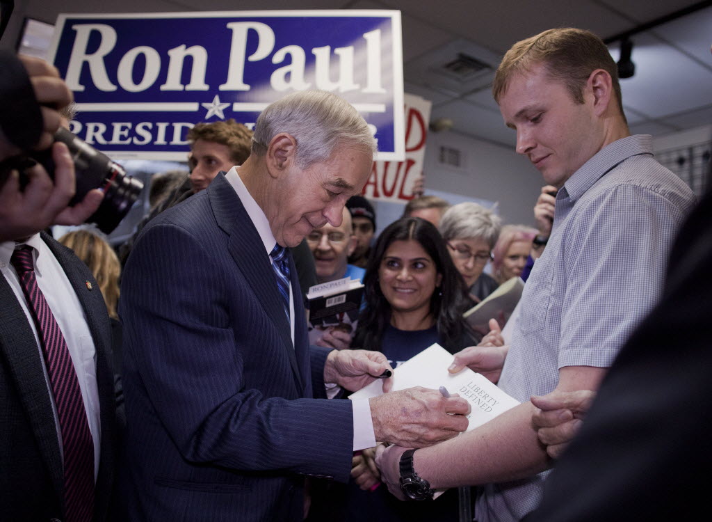 In this Associated Press photo, GOP presidential hopeful Ron Paul campaigns in Nevada. He'll be in Wisconsin this week.
