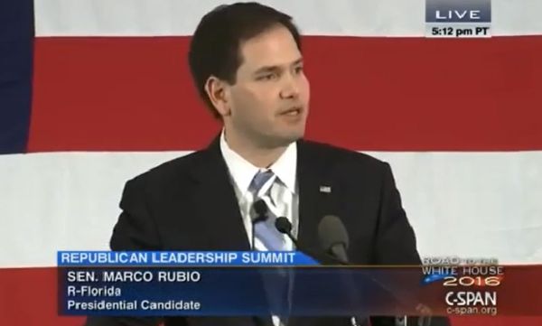 Sen. Marco Rubio, R-Fla., addressed the New Hampshire Republican Party Leadership Summit in Nashua, N.H., on April 17, 2015.