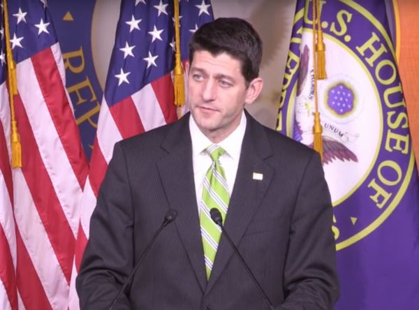 House Speaker Paul Ryan, R-Wis., addresses reporters after announcing that he was pulling the American Health Care Act before it went to a vote on March 24, 2017.