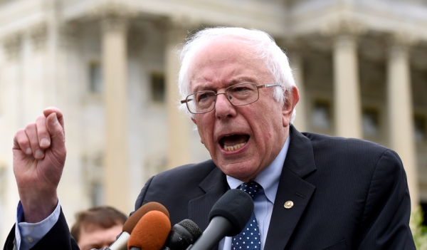 Democratic presidential candidate Bernie Sanders speaks on Capitol Hill on June 3, 2015.
