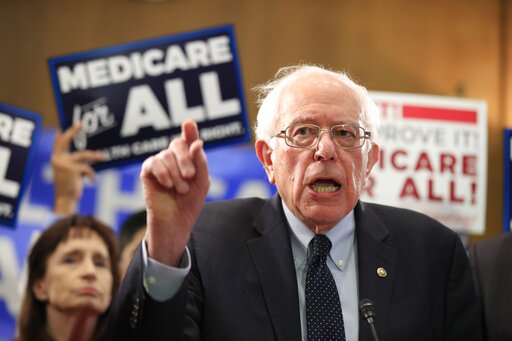 Sen. Bernie Sanders, I-Vt., introduces the Medicare for All Act of 2019, on Capitol Hill in Washington. (AP Photo/Manuel Balce Ceneta)