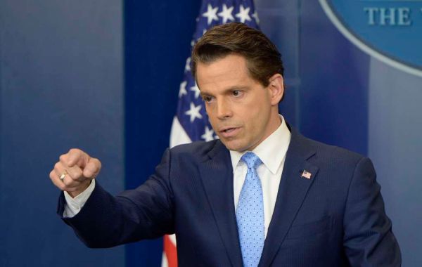 Newly appointed White House communications director Anthony Scaramucci answers questions at a press briefing on July 21, 2017. (Olivier Douliery/Abaca Press/TNS)