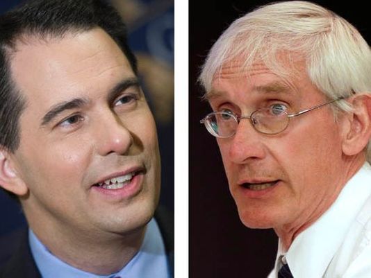 Seeking a third term in the Nov. 6, 2018 election, GOP Gov. Scott Walker (left) has repeatedly attacked his Democratic rival, state schools superintendent Tony Evers, over Evers' handling of a teacher viewing pornography at school case.