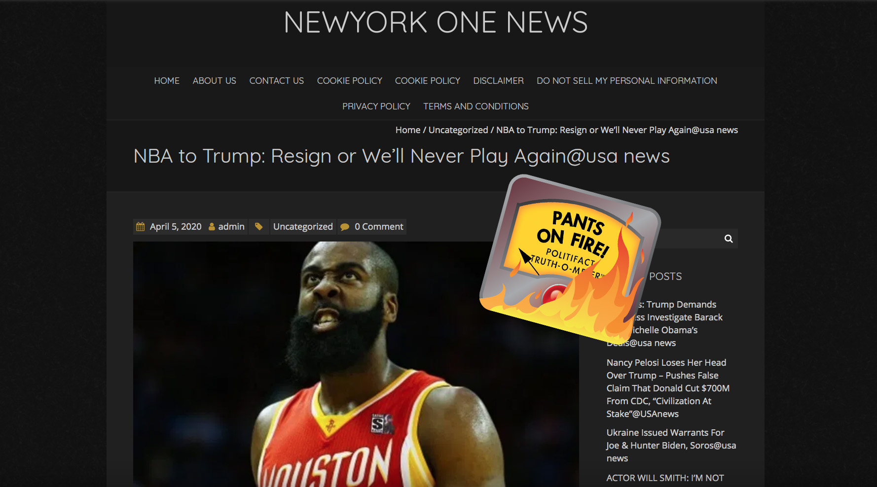 PolitiFact  Fake news website republishes satirical story about NBA  season, Trump