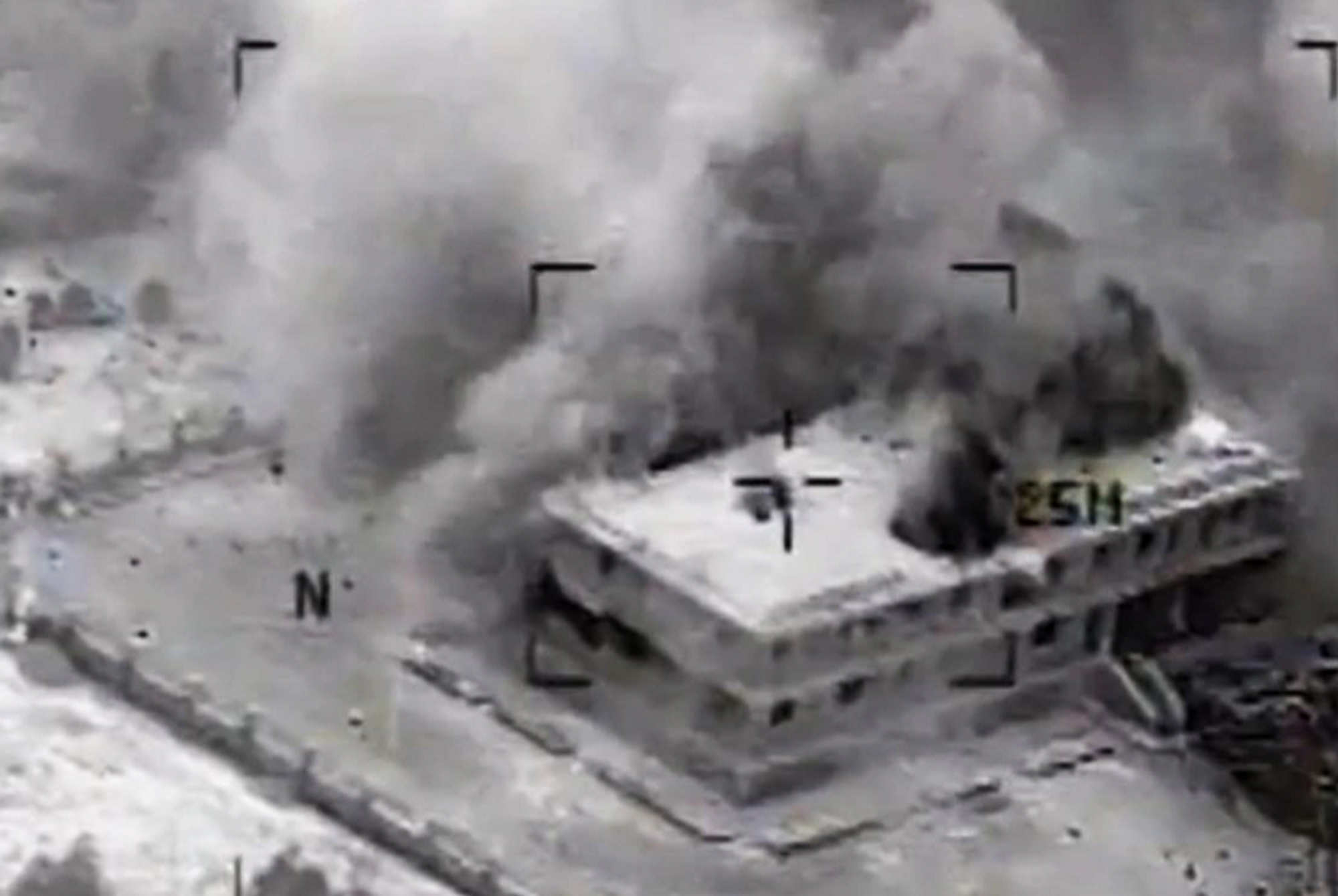 A structure in Tall Al Qitar, Syria moments after a U.S. airstrike Sept. 23. U.S. forces, with some Arab participation, made more than 200 airstrikes against roughly a dozen militant targets in Syria. (AP Photo/US Central Command)