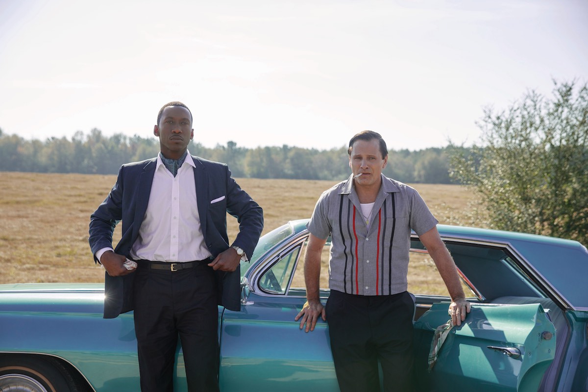 Mahershala Ali, left, and Viggo Mortensen, right, as Dr. Donald Shirley and Tony Vallelonga in the Oscar-nominated Green Book. (Courtesy of Universal Pictures)