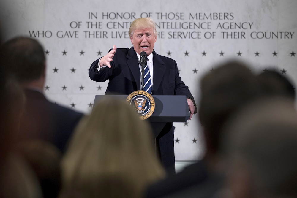 President Donald J. Trump visits the CIA on Jan. 21, 2017. (AP Photo)