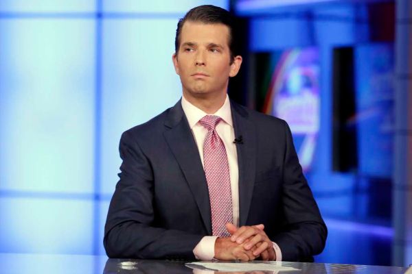 Donald Trump Jr. is interviewed by host Sean Hannity on Fox News Channel on July 11, 2017. (AP /Richard Drew)
