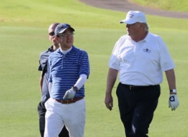 Japanese Prime Minister Shinzo Abe and President Donald Trump playing golf in Palm Beach, Fla. (Creative Commons)