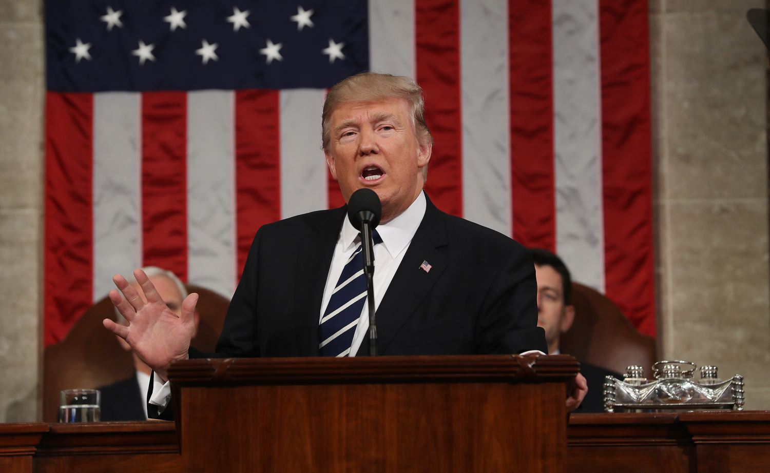 U.S. President Donald Trump addresses a joint session of the U.S. Congress on February 28, 2017.