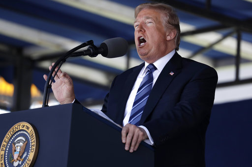 Trump Naval Academy Graduation President Donald Trump speaks during a graduation ceremony at the U.S. Naval Academy, Friday, May 25, 2018, in Annapolis, Md. (AP)