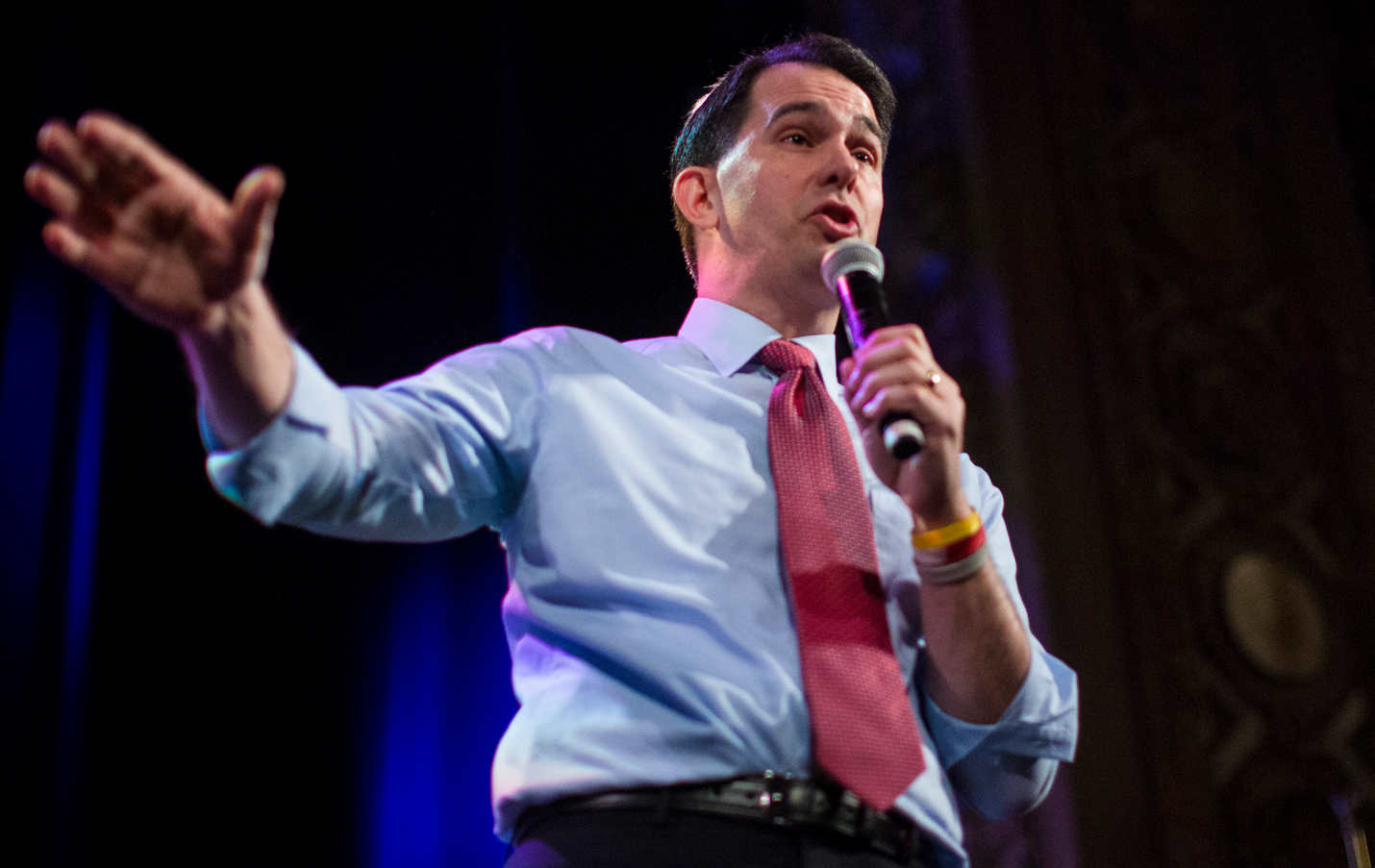 Wisconsin Gov. Scott Walker speaks in Des Moines, Iowa, Jan. 24, 2015. Walker's new PAC is a step toward a presidential bid. (New York Times)
