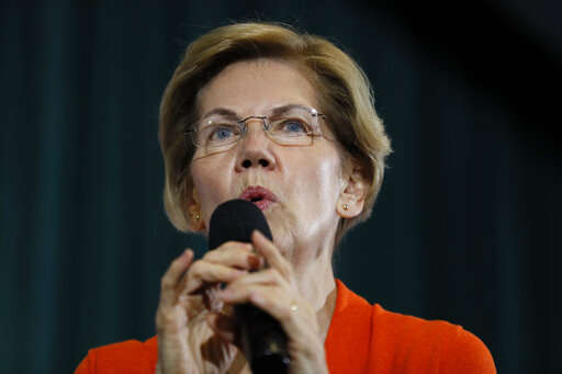 Democratic presidential candidate Sen. Elizabeth Warren, D-Mass., speaks during a town hall meeting at Grinnell College in Grinnell, Iowa. (AP Photo/Charlie Neibergall)