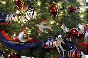 A military appreciation Christmas tree at the White House in Washington.