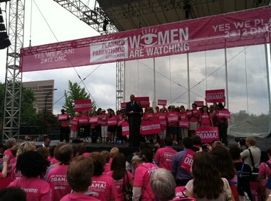 Newark Mayor Cory Booker took aim at Gov. Chris Christie at a Planned Parenthood rally during the Democratic National Convention.