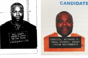We confirmed that the photo to the left was Michael Cargill's Bell County mug shot. Adan Ballesteros inaccurately depicted Cargill in the illustration to the right.