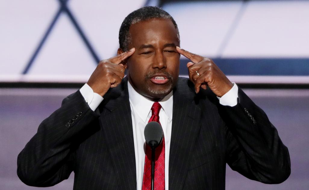 Ben Carson, a former Republican presidential hopeful, speaks on day two of the Republican National Convention at the Quicken Loans Arena in Cleveland, July 19, 2016. (NYT)