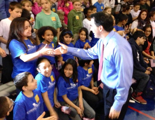 Gov. Scott Walker shook students' hands at La Casa de Esperanza in Waukesha on April 25, 2013