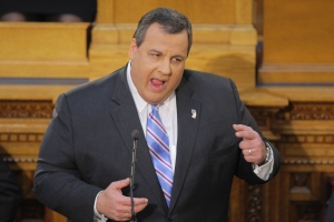 Gov. Chris Christie delivers his budget address to the Legislature on Tuesday.