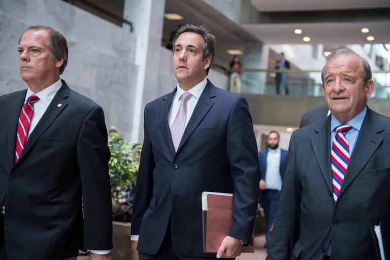 Raids on the office and hotel room of Michael D. Cohen, center, President Trump’s personal lawyer, has raised questions about attorney-client privilege. (Credit Tom Williams/Associated Press)