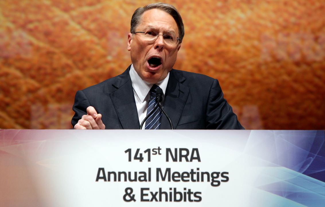 NRA Executive Vice President Wayne LaPierre speaks at the group's national convention in St. Louis April 14, 2012. (AP Photo/St. Louis Post-Dispatch, Christian Gooden)