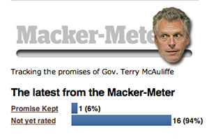The Macker-Meter will track 17 campaign promises made by Gov. Terry McAuliffe.