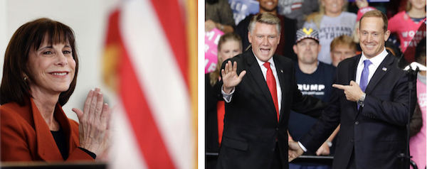 Kathy Manning, left, is challenging Republican incumbent Ted Budd in North Carolina's 13th Congressional District.