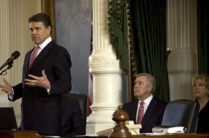 Gov. Rick Perry speaks to the Senate on the first day of the session.