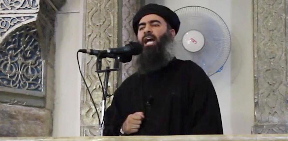 An image from a video posted on a militant website purports to be of Abu Bakr al-Baghdadi, the leader of the Islamic State group. (AP)