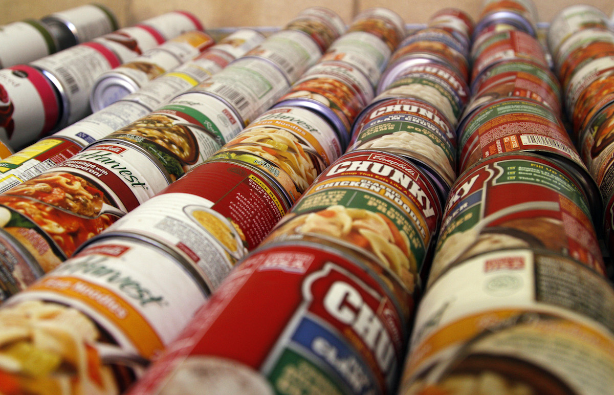 Cans of soup are lined up in the pantry as volunteers sort the items for delivery. (Tampa Bay Times file, 2010)