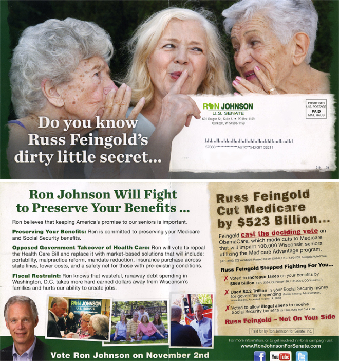 Republican Ron Johnson attacked Democratic Sen. Russ Feingold on Medicare in this mailing.