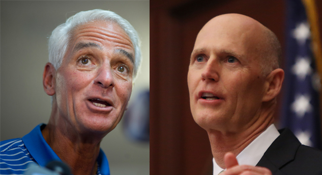 Charlie Crist, left, and Rick Scott have traded barbs on the airwaves. (AP, Times file photos)