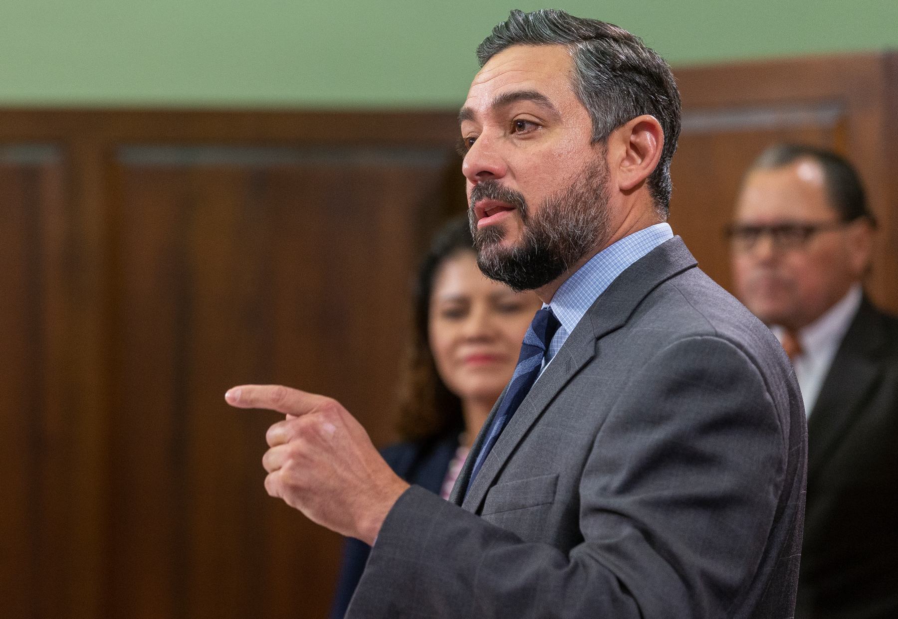 State Rep. César Blanco speaks during a press conference in Austin, Texas (Stephen Spillman/Austin American-Statesman).