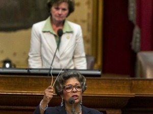 Rep. Senfronia Thompson, D-Houston, warns of abortions proving unsafe if GOP-steered legislation passes into law, House floor debate June 23, 2012 (Austin American-Statesman, Rodolfo Gonzalez).