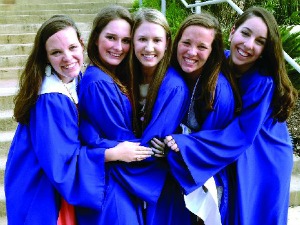 Some happy Westlake High graduates, perhaps unaware of a claim that only one in four Texas graduates is prepared for college or a career (Westlake Picayune photo).